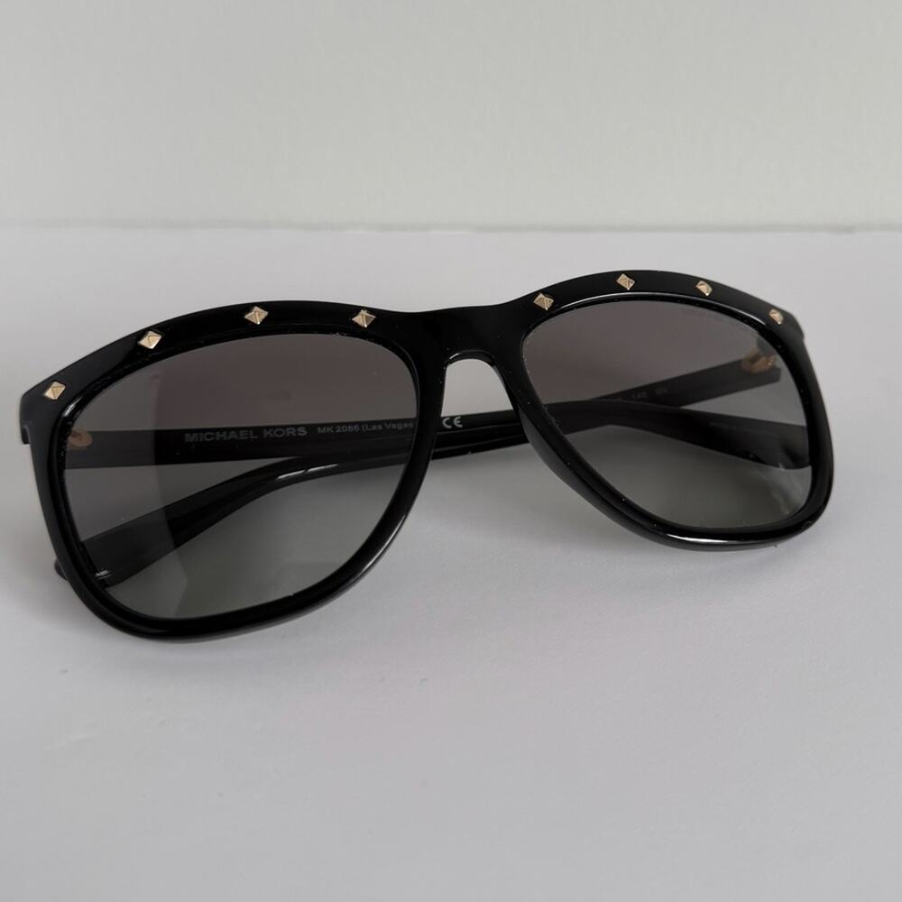 Michael Kors Las Vegas Oversized Studded Sunglasses Black Gold - Picture 3 of 8